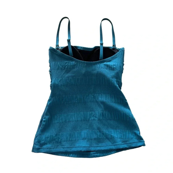 Gottex Cote D' Azur Teal Bandeau Convertible Sz 8 Tankini Top - Picture 4 of 7